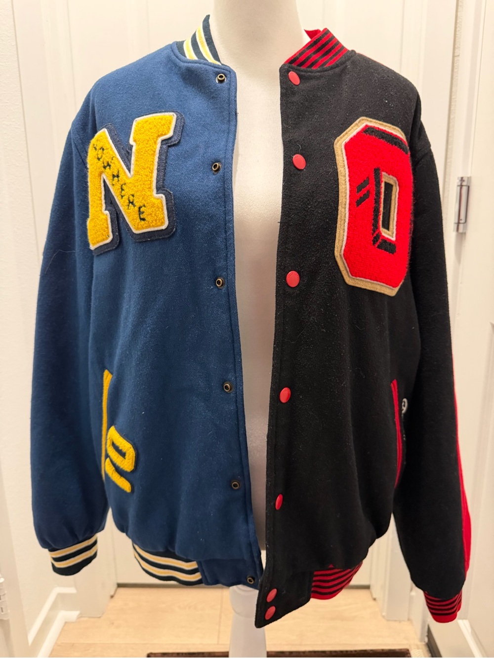 10.DEEP Nowhere Doomers Split Varsity Jacket Wool Snap Men’s Medium M